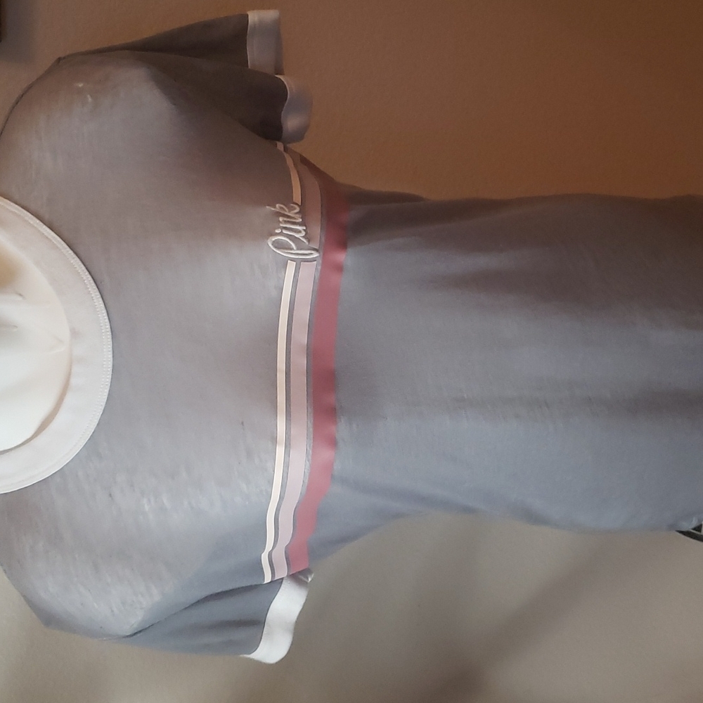 VS PINK Sheer Burnout Gray Stripe Top Size XS
